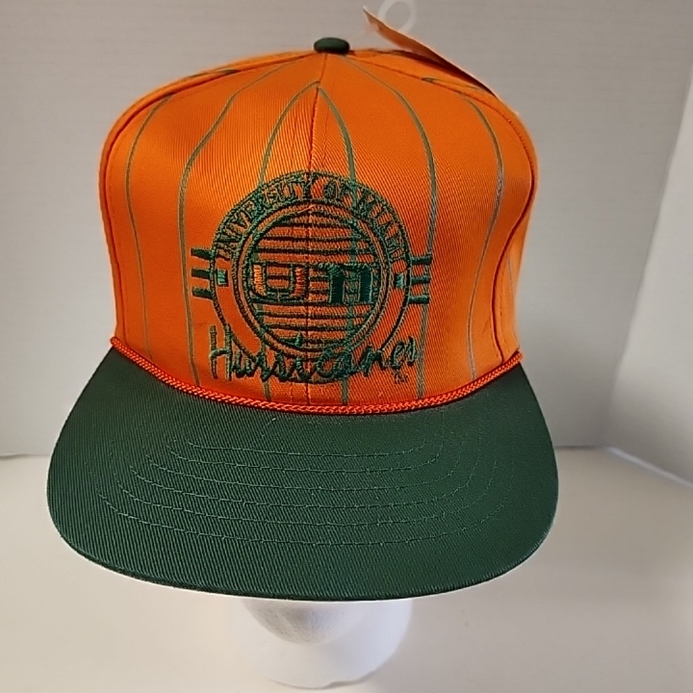 Vintage University Of Miami Hurricanes Hat  Snapback Made In USA New Old Stock